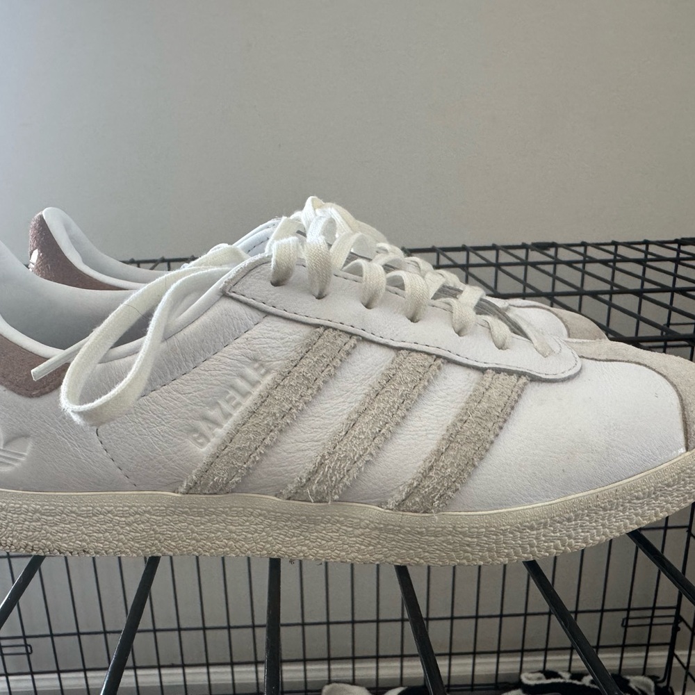 Adidas White and Cream Gazelle Sneakers